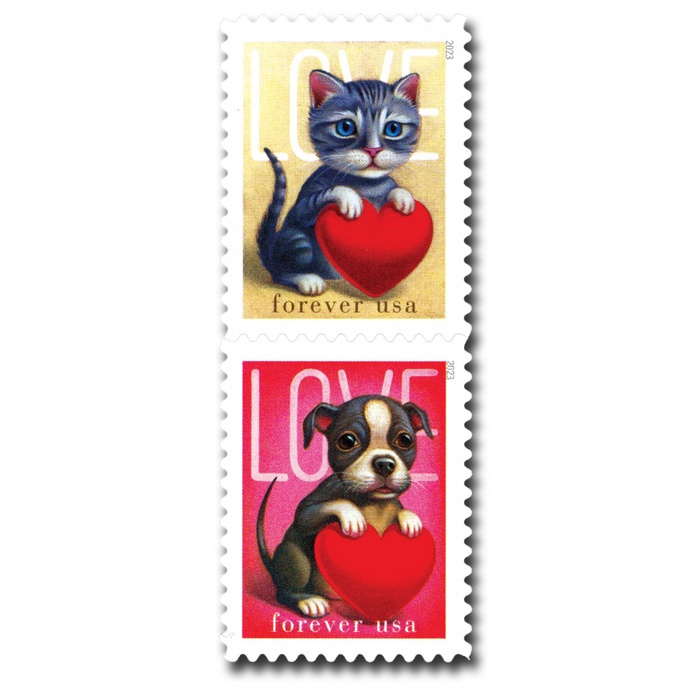 (2023) USPS Cat and Dog Love Forever Stamps